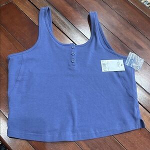 FLX Cropped Henley Tank Top - purple/blue